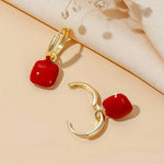 Chic French-Inspired Square Bean Drop Earrings
