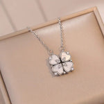 Heart-Shaped Four-leaf Clover Love Heart Full Of zirconia Pendant Necklace