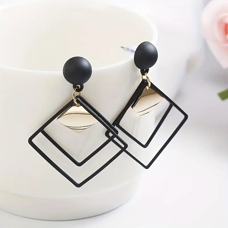Hollow Rhombus Shape Dangle Earrings