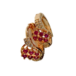 Elegant Floral Design Golden Ear Ring with Sapphire Accents