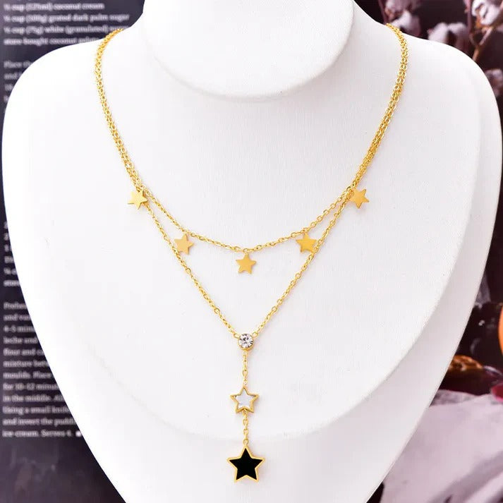 Double Chain Stars Pendent