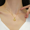 Inlaid zirconia Shell And Faux Pearl Pendant Necklace