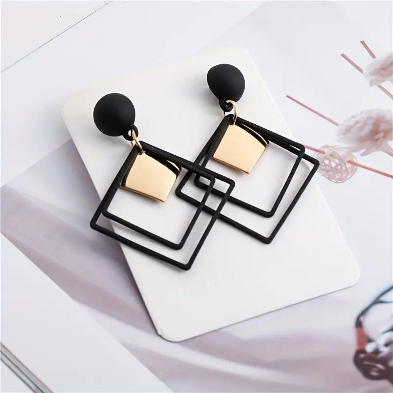 Hollow Rhombus Shape Dangle Earrings