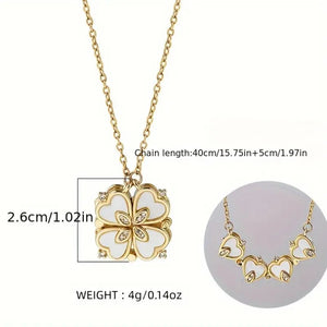 Heart-Shaped Four-leaf Clover Love Heart Full Of zirconia Pendant Necklace
