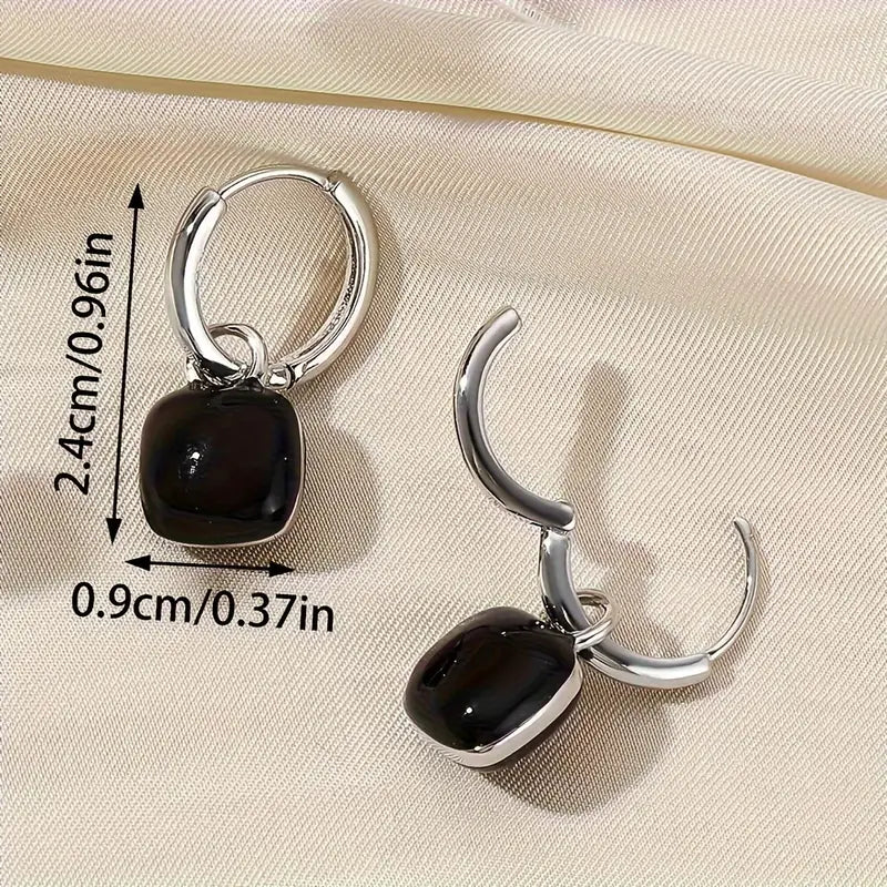 Chic French-Inspired Square Bean Drop Earrings