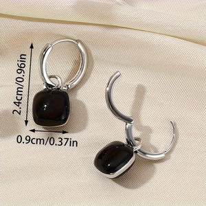 Chic French-Inspired Square Bean Drop Earrings