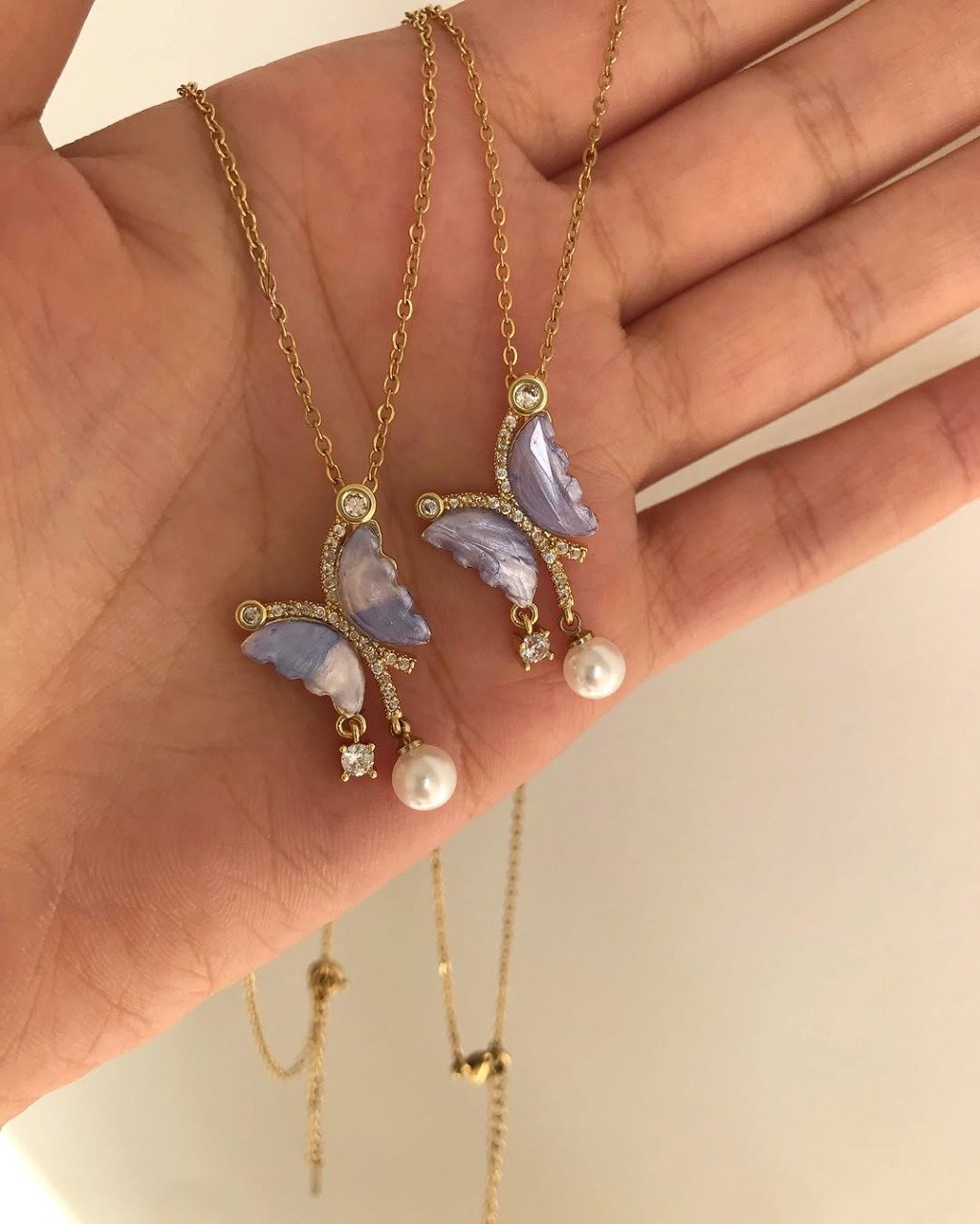 Purple Butterfly Pendant Necklace