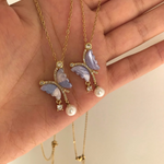 Purple Butterfly Pendant Necklace