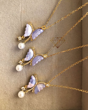 Purple Butterfly Pendant Necklace