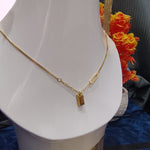 Elegant Titanium Steel Necklace with Small Golden Brick Pendant