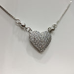 Silver Heart Necklace with Sparkling Stones – Elegant & Romantic Jewelry