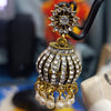 Golden Jhumka Earrings with White Stones & Pearl Drops-Traditional & Party Wear Jewelry