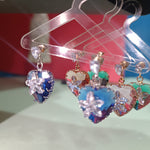 Elegant Green Heart Earrings with Floral Crystal Design