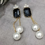 Metal Asymmetrical Square Crystal Earring