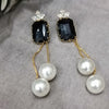 Metal Asymmetrical Square Crystal Earring
