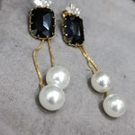 Metal Asymmetrical Square Crystal Earring