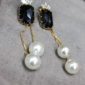 Metal Asymmetrical Square Crystal Earring