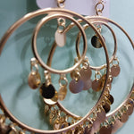 Gold Sequin Hoop Earrings – Trendy Lightweight Dangle Hoops for Women & Girls