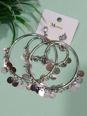 Gold Sequin Hoop Earrings – Trendy Lightweight Dangle Hoops for Women & Girls