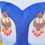 Golden and Blue Chandelier Earrings – Elegant Indian Ethnic Jewelry