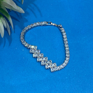 Elegant Silver Tennis Bracelet with Sparkling Square-Cut Crystals