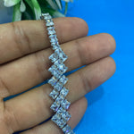 Elegant Silver Tennis Bracelet with Sparkling Square-Cut Crystals