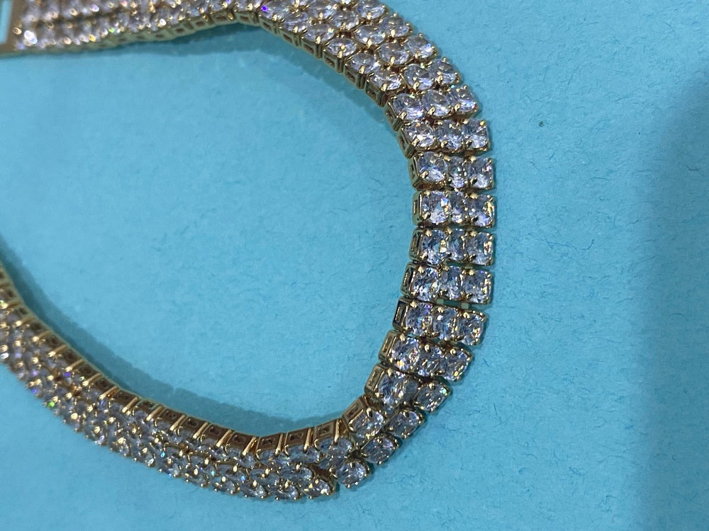Luxury Gold-Plated Tennis Bracelet with Triple Row of Sparkling Crystals