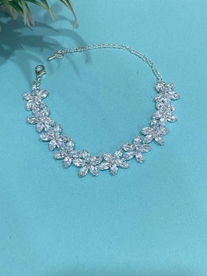 Floral Crystal Bracelet for Women – Elegant Marquise-Cut Flower Design