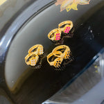 Elegant Floral Design Golden Ear Ring with Sapphire Accents