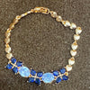 Golden Bracelet with Blue and White CZ Stones – Elegant Women's Jewelry