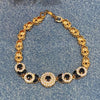 Golden Bracelet with Black and White CZ Circles – Elegant Women's Jewelry
