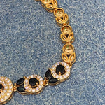Golden Bracelet with Black and White CZ Circles – Elegant Women's Jewelry