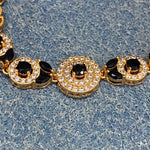 Golden Bracelet with Black and White CZ Circles – Elegant Women's Jewelry