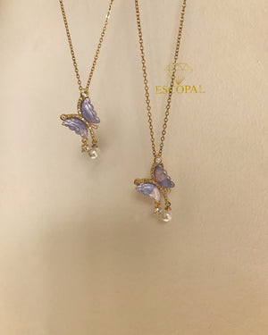 Purple Butterfly Pendant Necklace