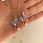 Purple Butterfly Pendant Necklace