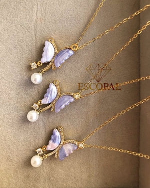 Purple Butterfly Pendant Necklace