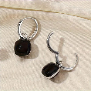Chic French-Inspired Square Bean Drop Earrings