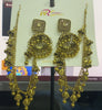 Traditional Gold Plated Chandbali Earrings with Ear Chains – Ethnic Indian Bridal Jewelry