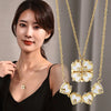 Heart-Shaped Four-leaf Clover Love Heart Full Of zirconia Pendant Necklace