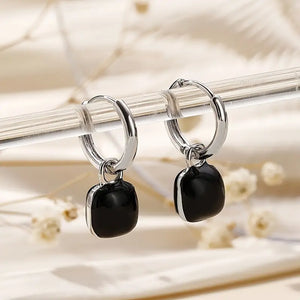 Chic French-Inspired Square Bean Drop Earrings