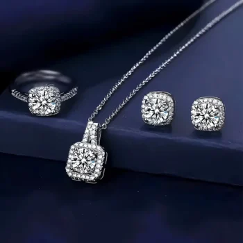4pcs Shiny commemorative new creative necklace earrings ring