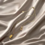 Elegant Titanium Steel Necklace with Small Golden Brick Pendant