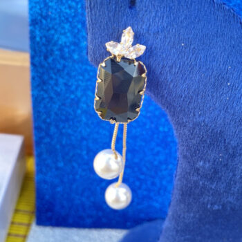 Metal Asymmetrical Square Crystal Earring