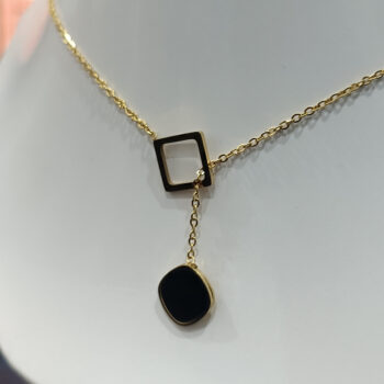 Stainless Steel Jewelry Set Vintage Black Color Shell Necklace Brinco Fashion Golden Geometry Pendants
