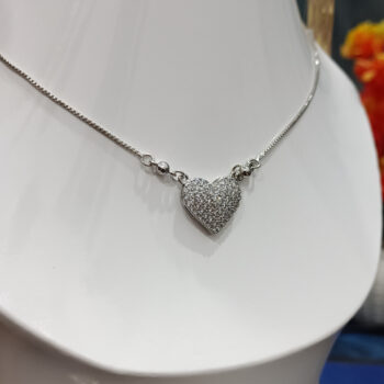 Silver Heart Necklace with Sparkling Stones – Elegant & Romantic Jewelry