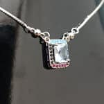 Elegant Rectangular Gemstone Necklace – Sterling Silver with Multicolor Accents